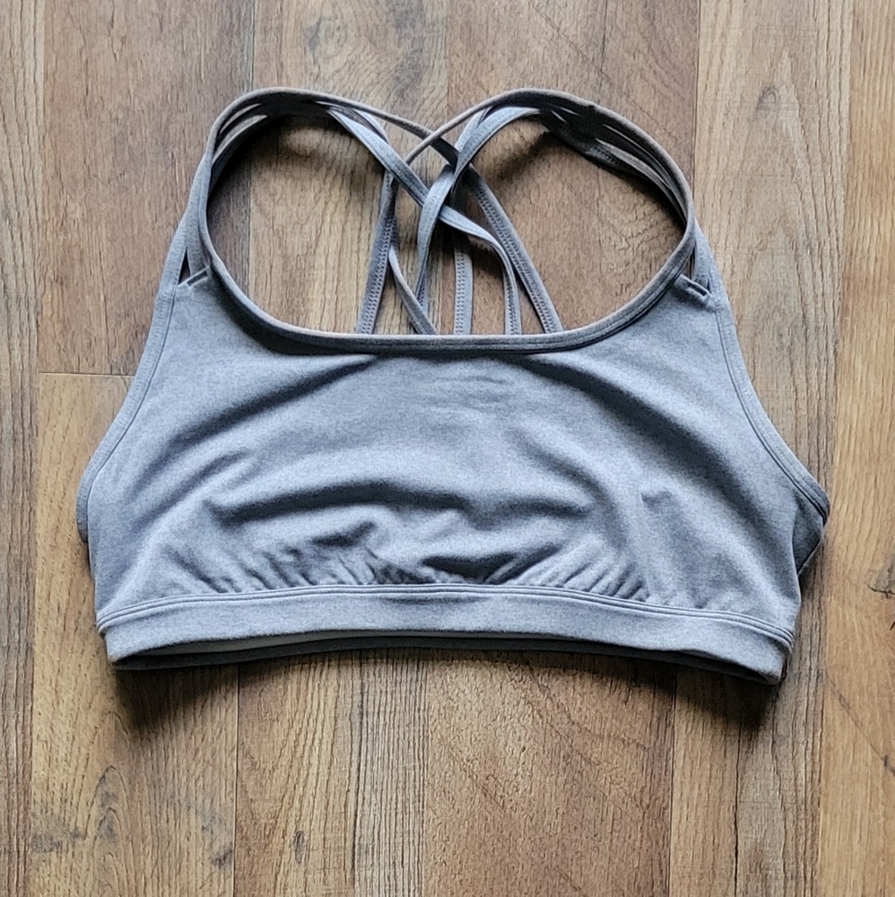 Athleta Gray Strappy Sports Bra